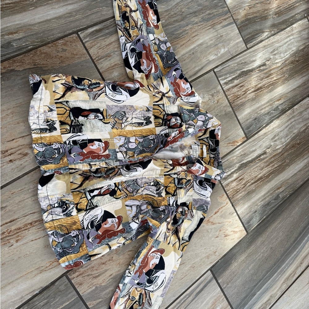 Abstract Print Button Down Shirt - image 1